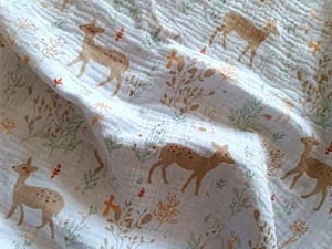 Mušelínová látka liška, srnec, zajíc, gázovina – mušelín – látky – metráž