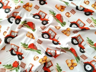 Úplet, traktor, látky metráž