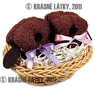 Štěňátka v dekorativním košíčku 2x - bavlněný ručník