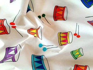 Barevné bubínky, bavlněná látka, 100% bavlna, látky metráž