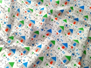 Psí bouda s pejsky - 100% bavlna, š. 160 cm, 130 g/m2