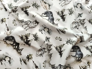 Teplákovina vlci v lese – přírodní motiv, digitální tisk