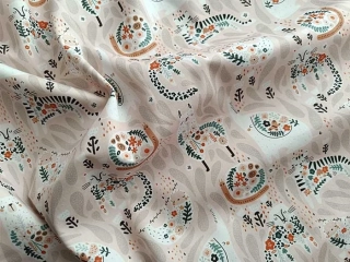 Kočky v květinách – bavlněný satén