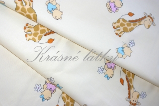 Žirafa okrová - 100% BA plátno, široká možnost použití-povlečení, kapsáře,závěsy